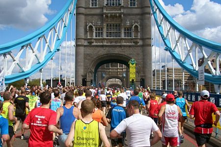 London Marathon 2009 - Crossing Tower Bridge