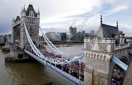 London Marathon 2008 - Crossing Tower Bridge