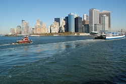 Blue South: Staten Island Ferry view to South of Manhattan