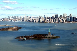 Guarding Western Freedom: Liberty Island in front of Manhattan