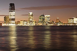 Illuminated: New Jersey skyline on Hudson River